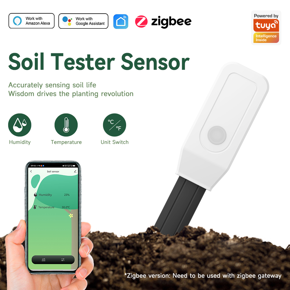 Tuya Zigbee Soil Moisture Temperature Sensor - Smart Soil Tester Sensor, Zigbee 3.0