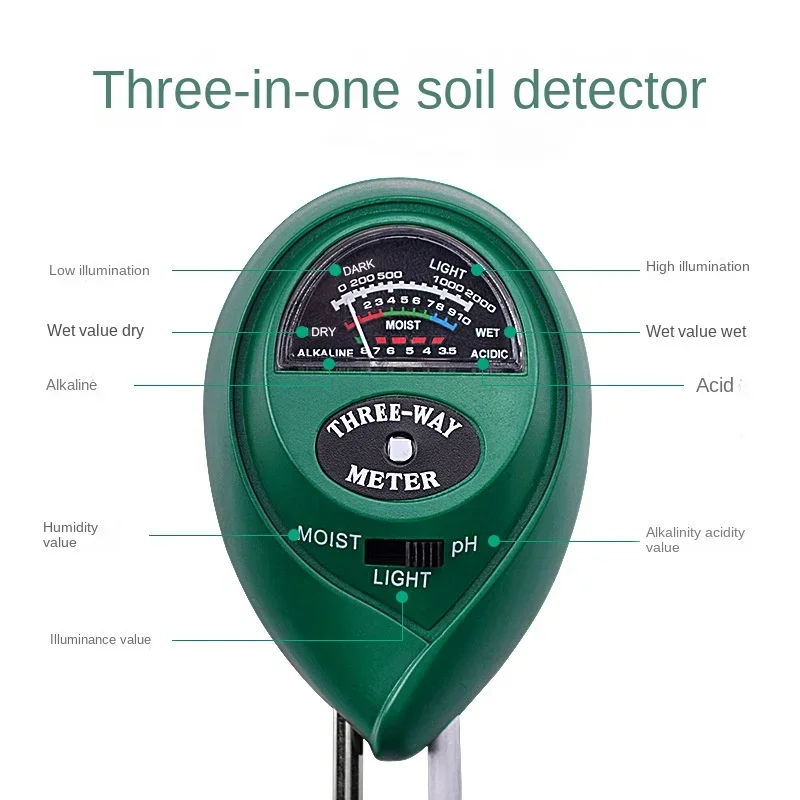 Soil Ph Meter 3 In 1 Moisture Sunlight - PH Tester Garden Flowers Soil Moisture