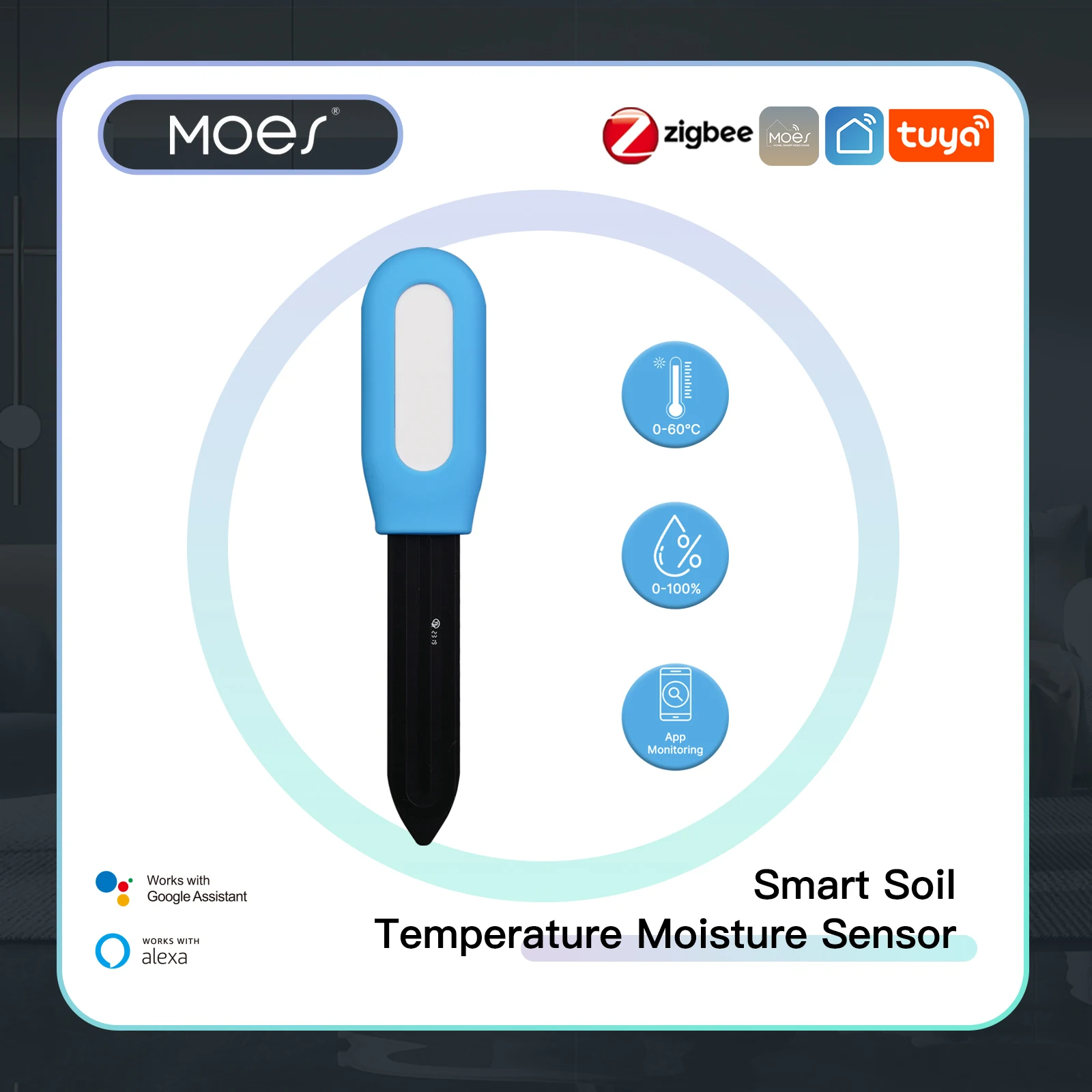 Tuya Zigbee Soil Moisture Temperature Sensor - MOES Smart ZigBee Soil Temperature Meter