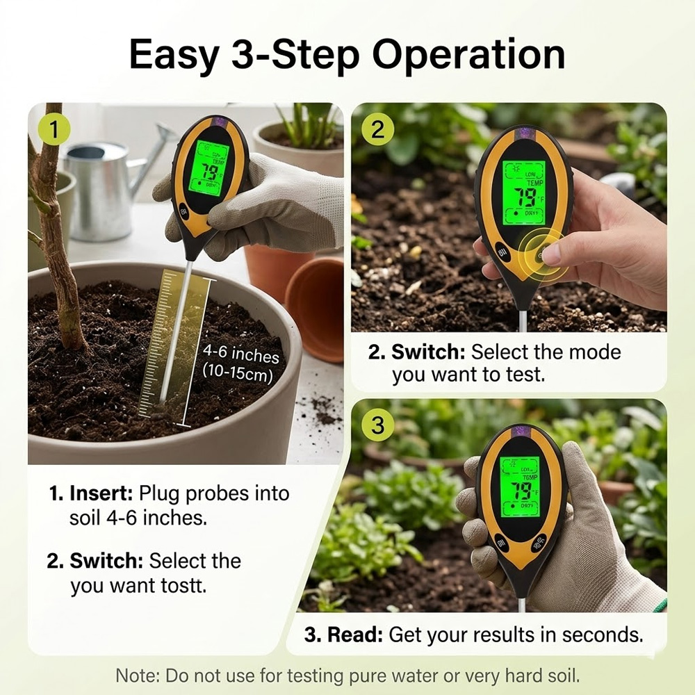 4 in 1 3 in 1 Soil Moisture Me - Soil Ph Meter 3 In 1 Moisture Sunlight 评论和价格