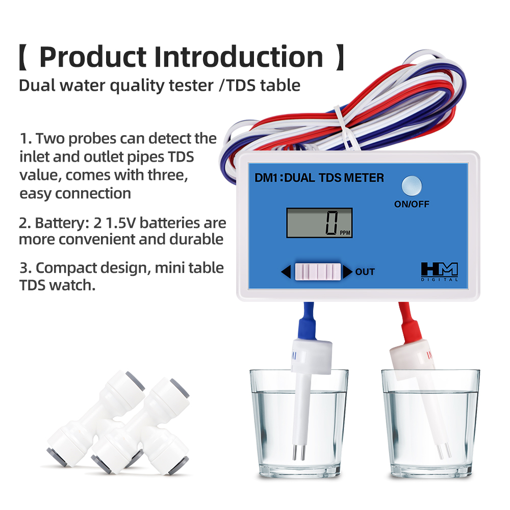 HM Dual Probe Water TDS Meter  - Hydroponic Ec Tds Conductivity Meter Probe 评论和价格