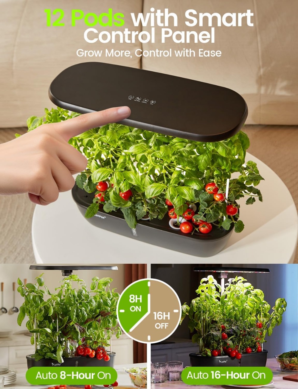 12-Pod Indoor Herb Garden Kit  - Indoor Herb Garden Grow Light Smart Kit 评论和价格
