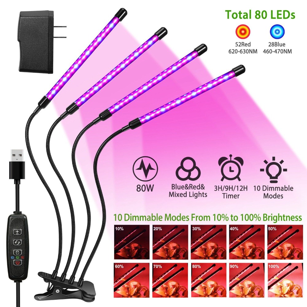 Grow Lights for Indoor Plants, - Plant Grow Light Full Spectrum Clip On 评论和价格