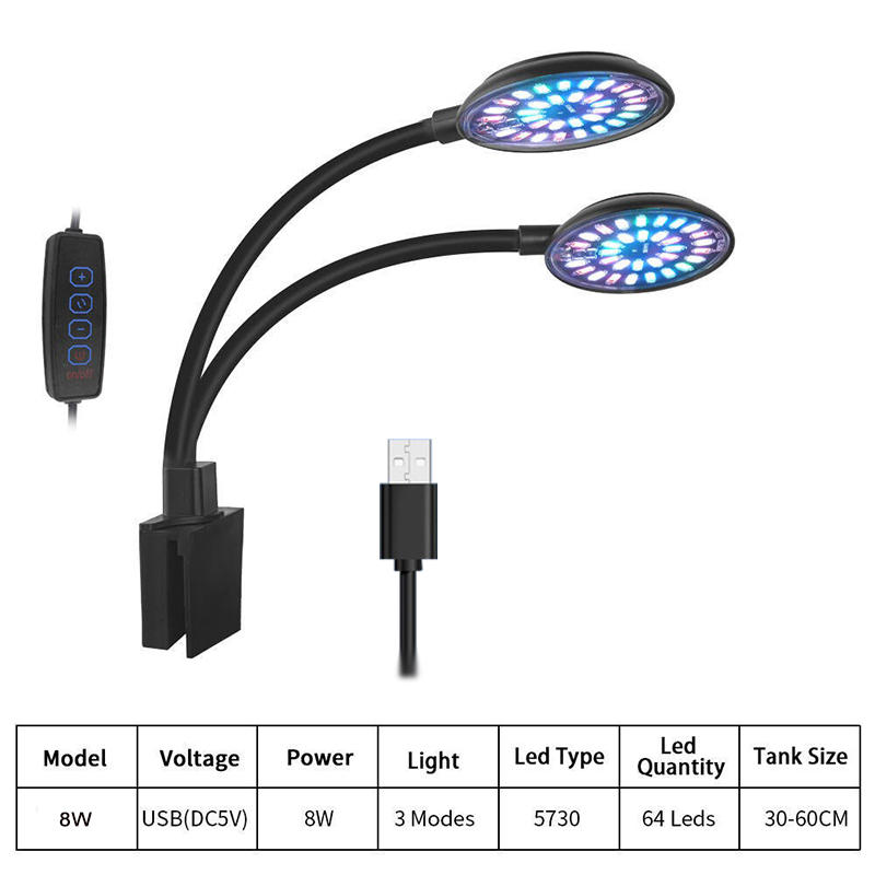 USB Aquarium LED Light Fish Ta - Plant Grow Light Full Spectrum Clip On 评论和价格