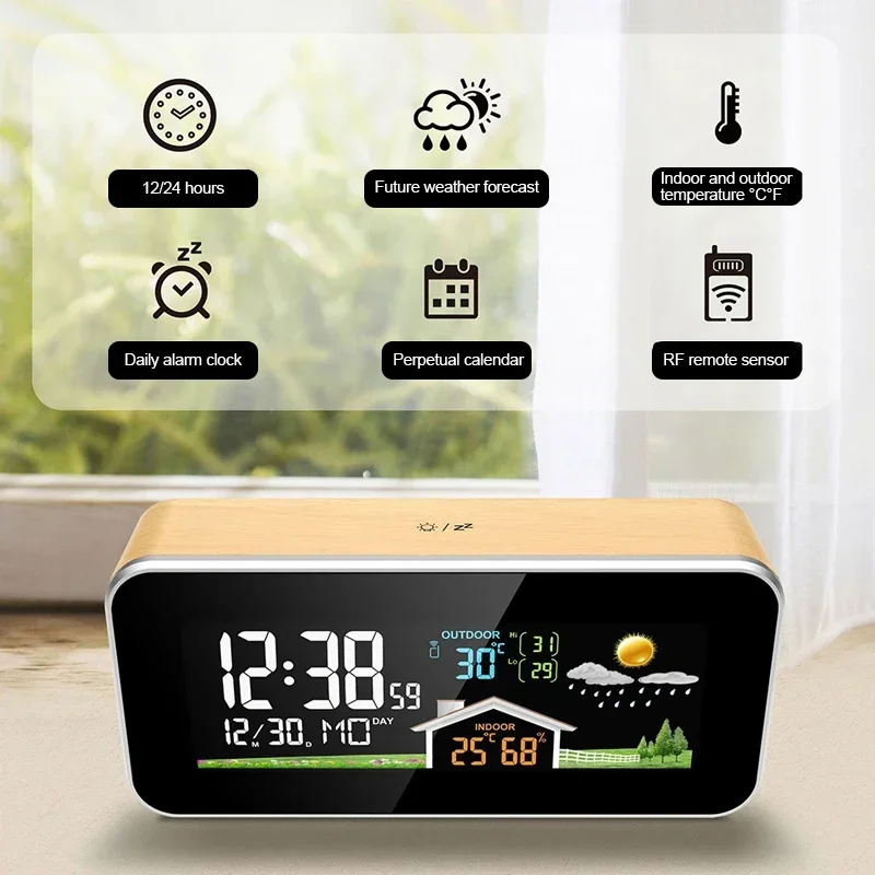 Wooden Wireless Weather Statio - Wireless Weather Station Indoor Outdoor 评论和价格