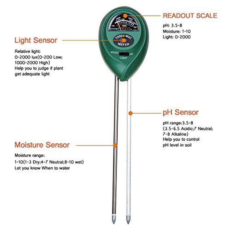 3 in 1 Soil PH Meter Sunlight  - Soil Ph Meter 3 In 1 Moisture Sunlight 评论和价格