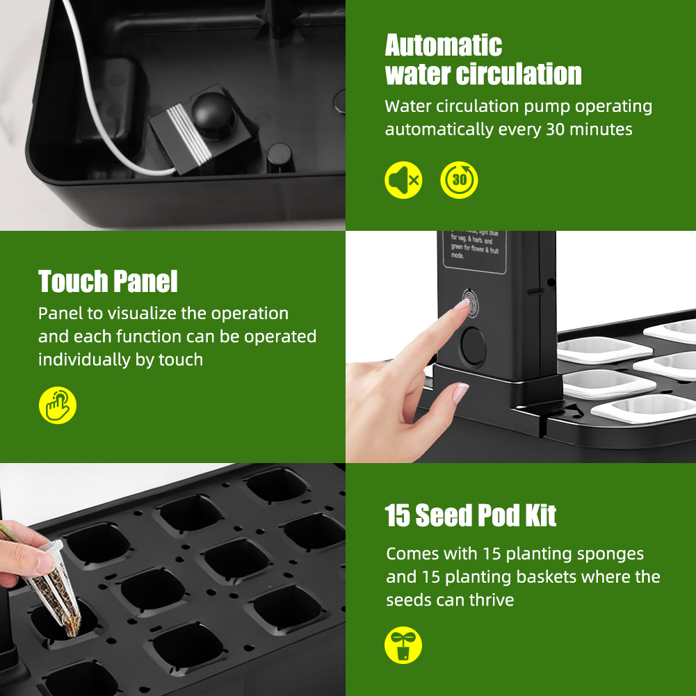【Hot】15-Pods Indoor Hydroponic - Indoor Herb Garden Grow Light Smart Kit 评论和价格